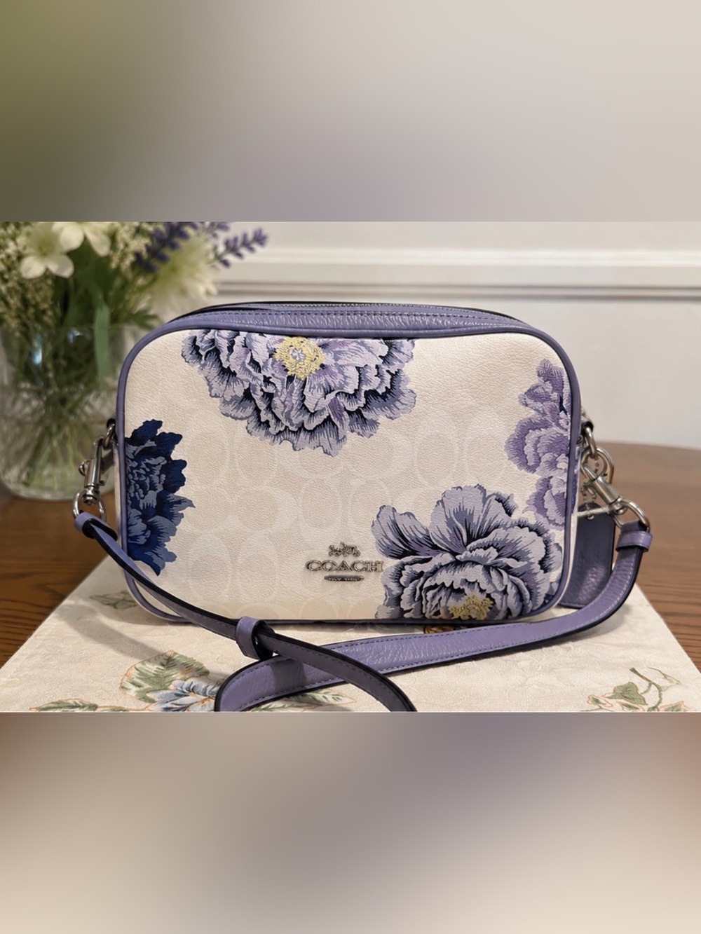 Coach Crossbody Bag in Blue and White Floral